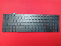014607 Клавиатура для ноутбука Asus G771, N551 черная без рамки с красной подсветкой