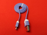 Плоский кабель Color USB-microUSB 1.0m USB-2.0 Blue (Голубой)