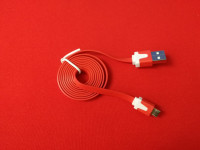 Плоский кабель Color USB-microUSB 1.0m USB-2.0 Red (Красный)